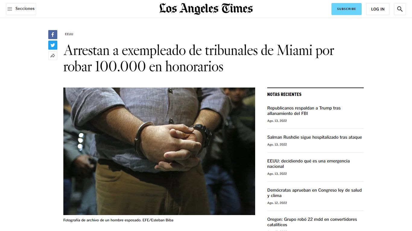 Arrestan a exempleado de tribunales de Miami por robar 100 ...